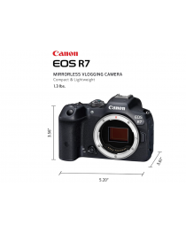 Canon EOS R7 Mirrorless Camera (Body Only), Hybrid Camera, 32.5 Megapixel (APS-C) CMOS Sensor, 4K Video, for Sports, Action, Content Creators, Vlogging Camera, Black